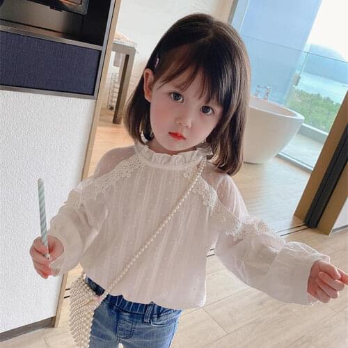 Childrens Clothing Girl 2021 New Spring and Autumn Clothing Childrens Western Style White Shirt Fashion Tops Baby