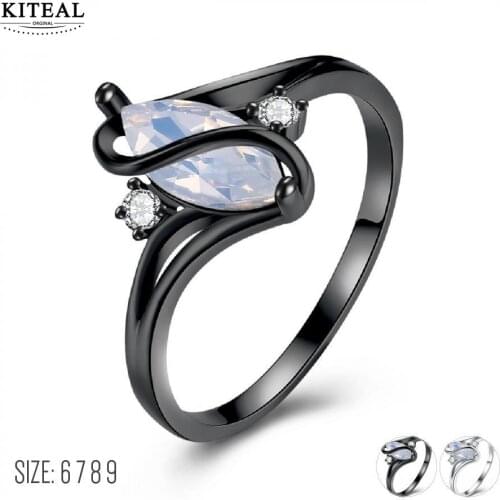 KIteal Oval Opal Stone white/Black Gold Color Rings Fashion Jewelry For Women and Man Party Gift Wholesale ZYR642