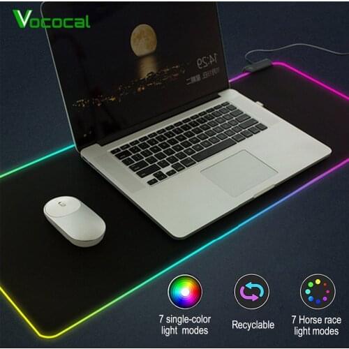 Vococal Large LED RGB Mouse Pad USB Wired Lighting Gaming Gamer Mousepad Mice Mat for Computer Overwatch Pubg alfombrilla raton