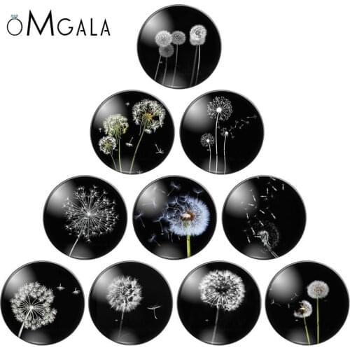 8mm 10mm 12mm 14mm 16mm 18mm 20mm 25mm Dandelion Round Glass Cabochon Flatback Photo Base Tray Blank DIY Making Accessories
