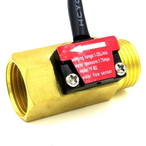 YF-B2 G1/2 brass flow sensor 5/24V DC 1-25 LPM flowmeter turbine inside zhongjiang Sea Dijiang factory