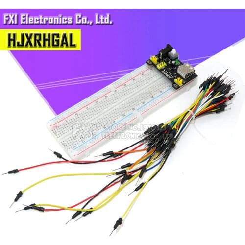 MB102 Breadboard power module+ MB-102 830 points Solderless Prototype Bread board kit + 65 Flexible jumper wires