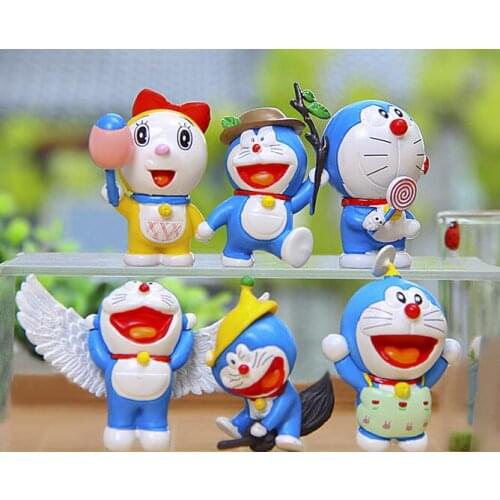 6pcs/lot Doraemon Mini Figures Cute Flying Doraemon Dorami Classic PVC Action Figure Toys Collection Model Toy for Birthday Gift