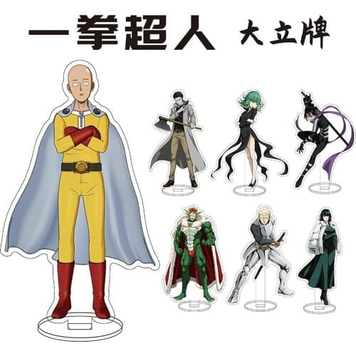 Cartoon Japan Anime ONE PUNCH MAN Saitama Genos Cosplay Prop Accessories Acrylic Desk Stands Action Figure Model Toys Gifts