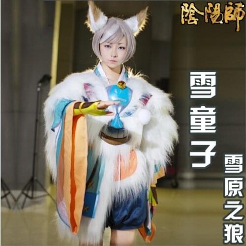 [Customize] Game Onmyoji Snorunt Snow Kimono Outfit Cosplay Costume Any size Unisex Halloween Carnival Free Shipping 2019 New