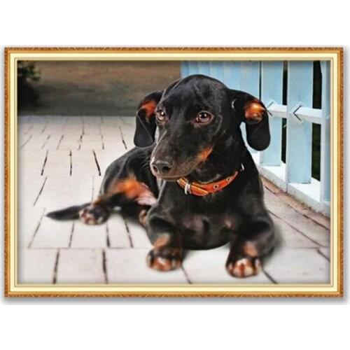 Animal Dachshund DIY 11CT Embroidery Cross Stitch Kits Craft Needlework Set Cotton Thread Printed Canvas Home Decoration Room