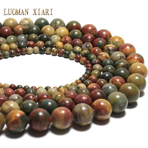 Wholesale Natural Colorful Picasso Round Shape Natural Stone Beads For Jewelry Making DIY Bracelet 4/6/8/10/12 mm Strand 15