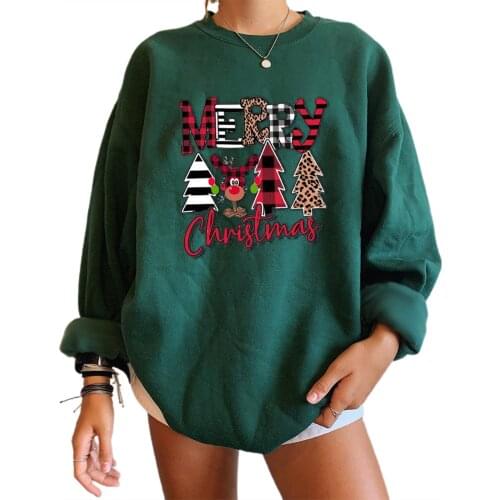 Woemn Pullover Christmas 90s Girls Cartoon Patterns Print Round Neck Long Sleeve Tops for Women Sweatshirts