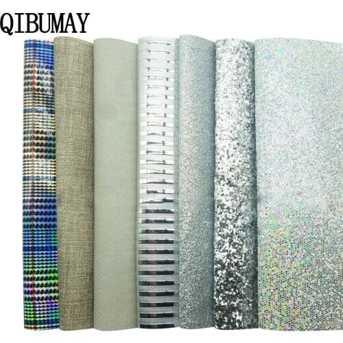 QIBU Chunky Glitter Faux Leather Fabric Multi Materials Fabric For Bows DIY Bag Shoes Accessories Home Decoration Sheets Leather