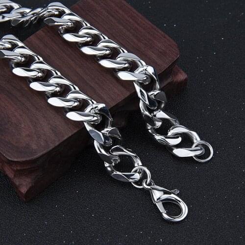 Top Real 316L Stainless Steel 14MM 49.5CM Mens Miami Curb Cuban Chain Necklaces Hip hop Fasions Boy Link Necklace Rock Jewelry