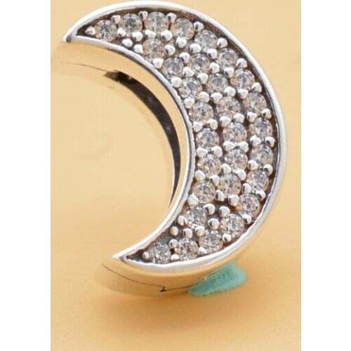 High Quality 925 Sterling Silver 43 Fine Jewelry Inlaid With Zircon Silver Ornaments Accessories Safety Clip Moon Shape