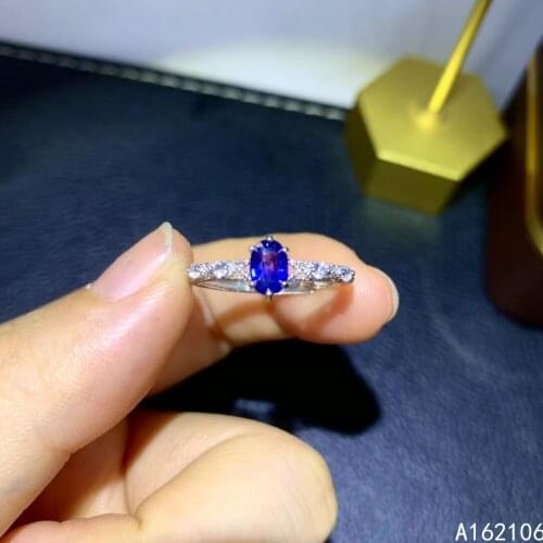 925 Pure Silver Chinese Style Natural Sapphire Womens Popular Elegant Simple Oval Adjustable Gem Ring Fine Jewelry Support Dete