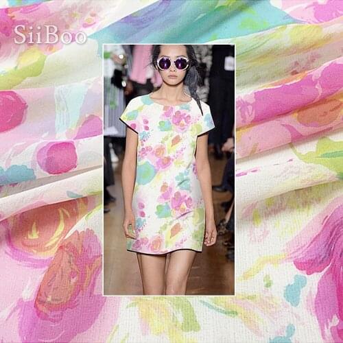 American elegant floral printed style 100% natural silk georgette fabric for women spring summer dress shirt stoffen SP6039