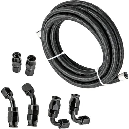 12FT AN6 Braided Stainless Steel PTFE Fuel Hose E85//Fuel Fitting Kit High Durability Extreme Pressure Resistance Dropshipping