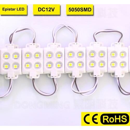 20PCS Waterproof IP65 SMD 5050 Led Module 12V 4 Led High Brightness For Led Channel Letter Advertising Sign,White ,Free shipping
