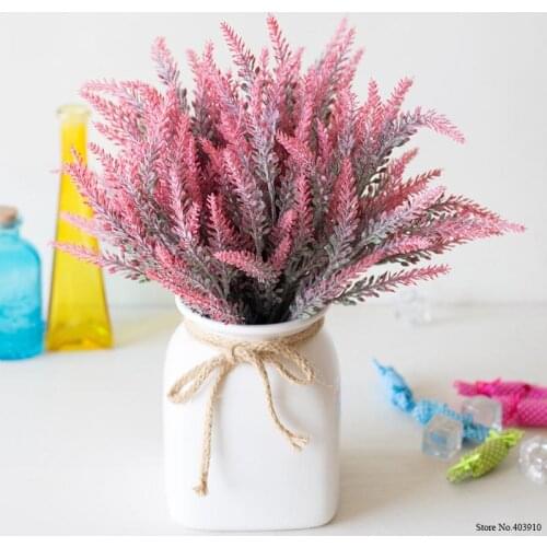 25 Heads/Bouquet Plastic Flower Romantic Provence 4 Colors Artificial Flowers Lavender Decoration Wedding Party Garden Decor