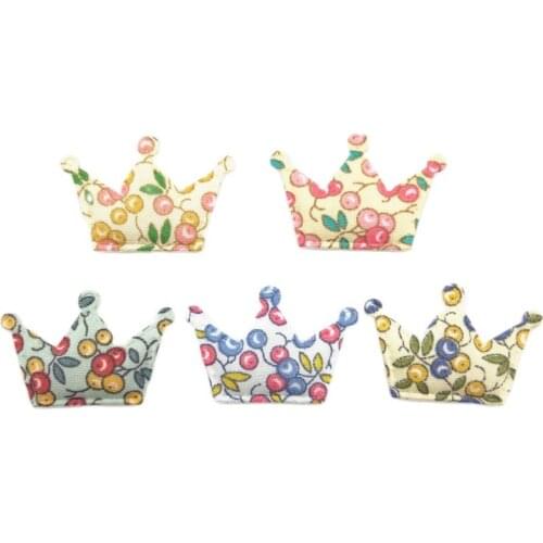 50Pcs 40*27mm Mulit Color Crown Cloth Applique for Craft/Wedding/Clothing Decor Patch Scrapbooking DIY Card Accessories