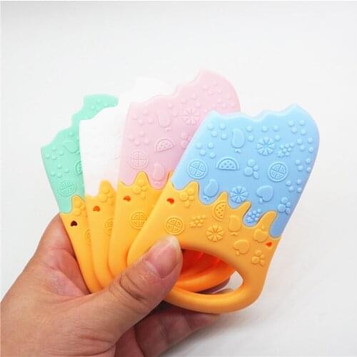 Chenkai 5pcs Silicone Ice Cream Teether DIY Cute Cartoon Baby Pacifier Dummy Chewing Sensory Montessori Teething Toy Accessories