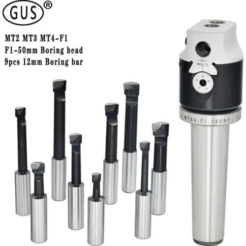 1set MT2 MT3 MT4 F1 Morse taper lathe CNC Boring tool tool holder + 50 mm 2 inch fine-tuning boring head+9pcs 12 mm boring bars