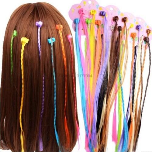 DHL 1000set 6pcs/set Girls Colorful Wigs Ponytail Hair Ornament Hair Pin Beauty Hair Clip Headwear Kids Hair Accessorie
