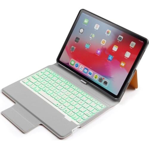 For iPad Pro 11 2018 Slim Smart 7 Color Backlight Wireless Bluetooth Russian/Spanish Keyboard Case Cover Build-in Pencil Holder