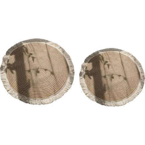 Jute Area Rug Washable Woven Tassel Design Carpet Home Decor Sofa Bed Side Circle Floor Mat Prayer Mats