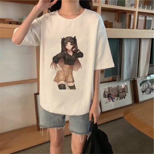 Japanese Anime Fate/stay night Women Tshirt Saber Short Sleeve Summer Harajuku O-Neck Plus Size Tee Shirt Female Clothes