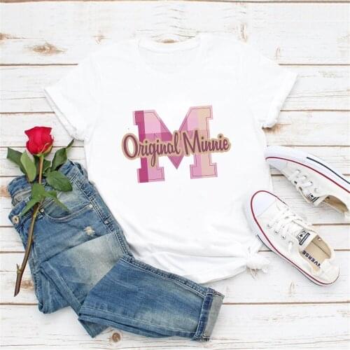 Original Minnie Letter M Printed Women T Shirts Summer New Fashion White Streetwear Girls ladies Tshirts Simple Basic Soft Tees