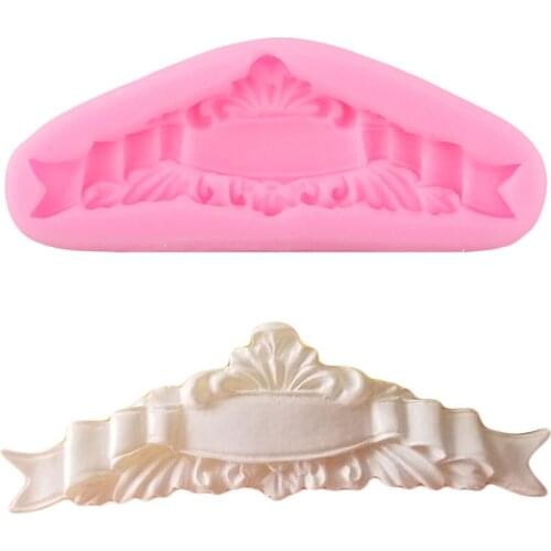 Ruffled Banner Silicone Molds Scroll Relief Cupcake Topper Fondant Cake Decorating Tools Candy Clay Chocolate Gumpaste Moulds