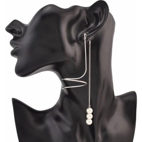 Idealway Bridal Long Drop Earrings Wedding Party Jewelry Pearl Drop Long Line Earring Women bijoux mariage