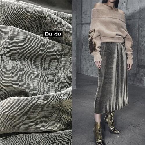 45*145cm Toothpick composite double layer Crushed texture Clothing Fabric Pressure plait Fashion Design Fabric DIY