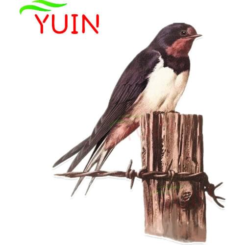 Coolest Swallow Car Sticker on The Tree Stump Personalized Motorcycle Cars Accessories PVC Decoration Waterproof Decal 15*12cm