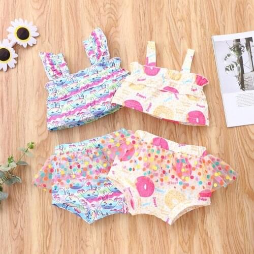 2021 Baby Girl Summer Clothes Sweet Baby Sets 2 Pcs Dot Mesh Print Sleeveless Tops+briefs Birthday Party Baby Girl Outfit 0-18M
