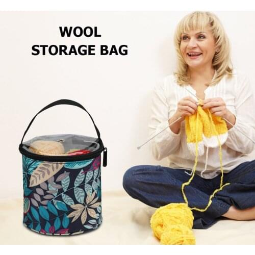 Blue Printing Multifunctional Knitting Bag DIY Sewing Tool Yarn Case Household Crocheting Thread Wool Storage Handbag