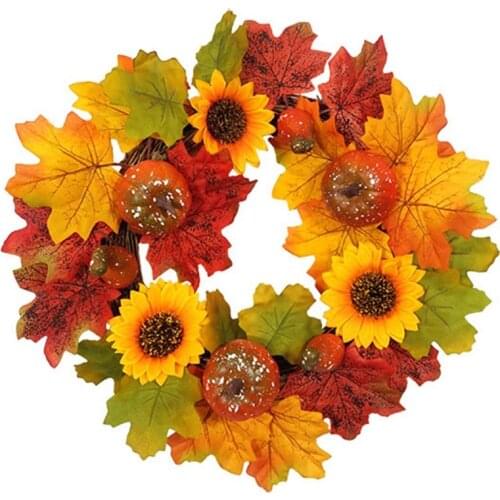 Reusable Artificial Pumpkin Pine Cone Leaf Vine Rattan Hanging Artificial Foliage Garland Festival Pine Cones Pendant Wall Decor