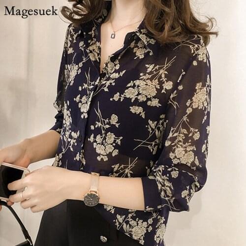 Fashion Sexy Cardigan Women Blouses Long Sleeve Plus Size Chiffon Blouse Women Print Loose Casual Shirts Women Tops Blusas 1058