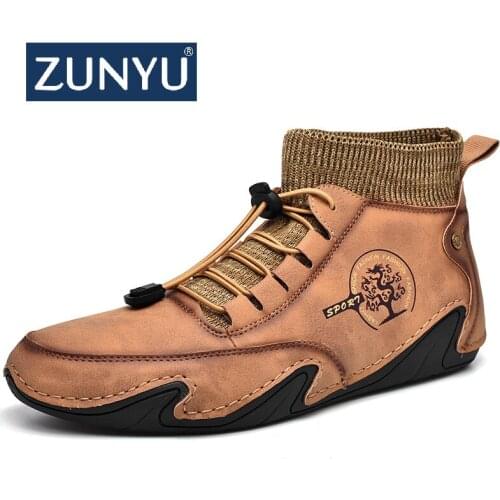 ZUNYU Winter Men Boots Warm Plush Men Snow Boots Lace-Up Autumn Mens Ankle Boots Comfortable Outdoor Sneakers Mens Shoes