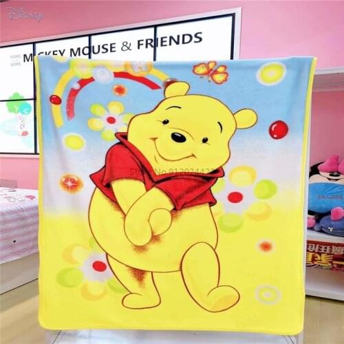 Disney Winnie The Pooh Pooh Bear Cartoon Flannel Blanket Mickey Mouse Minnie Mouse Frozen Anna Elsa Soft Sofa Throw Bed Covers