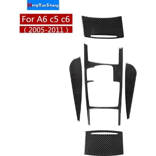 For Audi A6 c5 c6 Car Interior Accessories Moulding Carbon Fiber Stickers Central Control Gear Shift Panel Trim Cover Decals