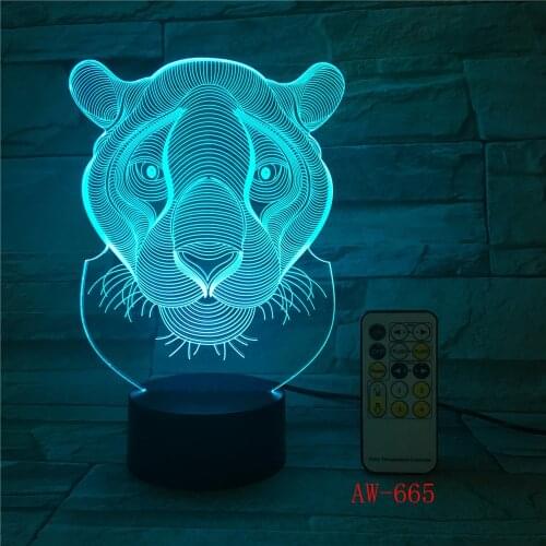 USB NightLight Holiday Gift LED Lights Seven Colors Novelty Tiger Lion Shaped Home Lighting 3D Table Lamp Gifts Decor AW-665