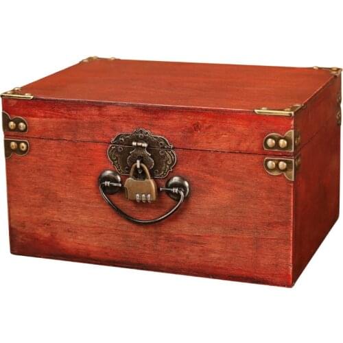 New Retro Storage Box Wooden Storage Box with Lock Wooden Box Packing Box Secret Room Stage Props Box Box