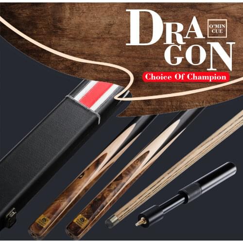 Original O'MIN DRAGON Billiard 3/4 Snooker Cue Tabby maple Butt 9.5mm Tip professional Ash shaft Black 8 Case with Extension