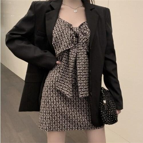 ZXQJ Women 2021 Sweet Fashion Bow Detail Midi Dress Vintage V Neck Split Spaghetti Strap Female Dresses Vestidos