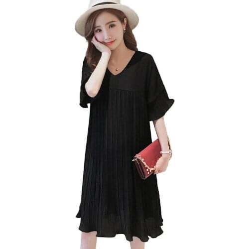 Pleated Chiffon Maternity Dress Fashion Straight Clothes for Pregnant Women Maternity Clothes Dress Pregnancy dresses