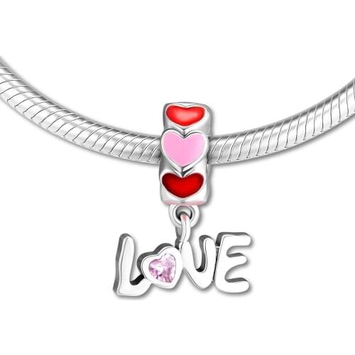 Fits for Pandora Charms Bracelets All About Love Beads 100% 925 Sterling-Silver-Jewelry Free Shipping