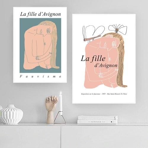 La Fille d’Avignon Posters And Prints Abstract Line Girl Canvas Painting Nordic Modern Wall Art Pictures Bedroom Home Decoration