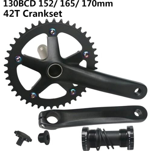 Bicycle Crankset Single Speed 42T Chainring 130 BCD Road Bike Crank Arm Folding Bike 130BCD 152/165/170mm BB Bottom Bracket