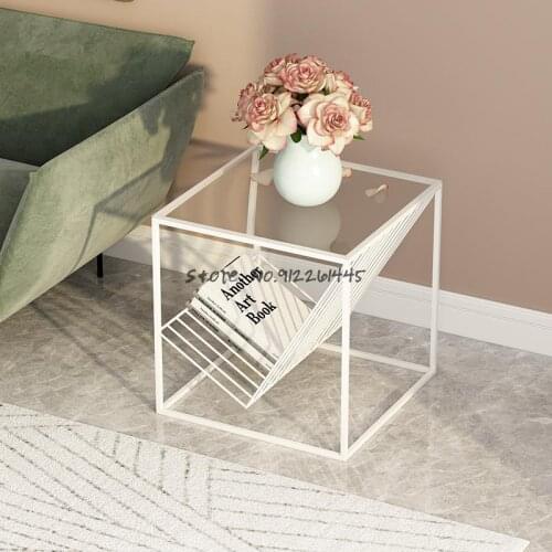 Nordic minimalist wrought iron sofa side a few corners a few net red small coffee table simple modern small apartment glass side