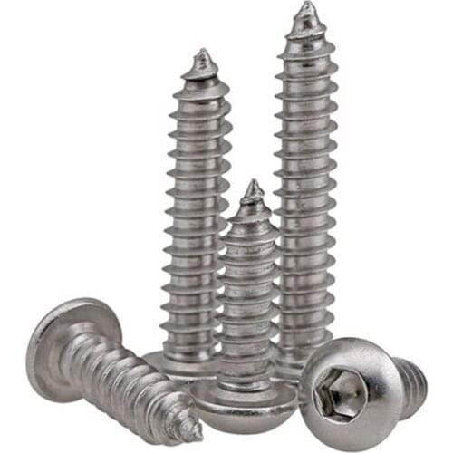 20pcs M4 304 stainless steel Round head inner hexagon Self-tapping screws Pan heads Hexagonal screw 10mm-30mm Length