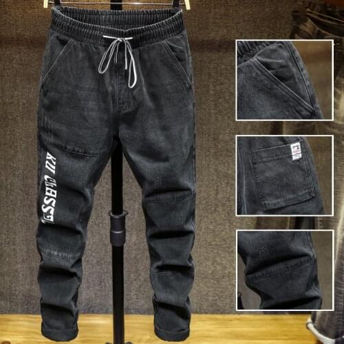 Plus Size M-7XL Denim Jeans Men 2021 Pantalones Pants High Quality Hole Design Small Feet Mens Trousers Skinny New Elastic